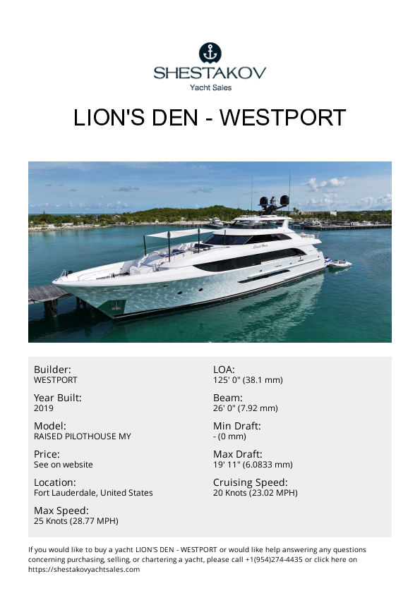 LION'S DEN - RAISED PILOTHOUSE MY - 2020