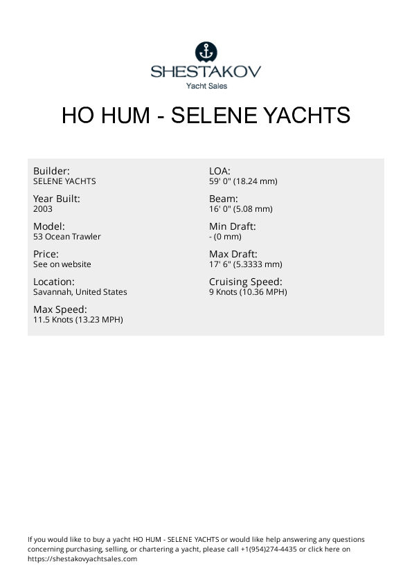 Ho Hum - 53 Ocean Trawler - 2003