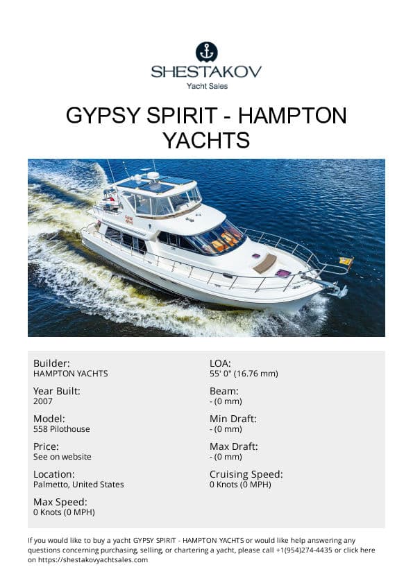 GYPSY SPIRIT - 558 Pilothouse - 2007