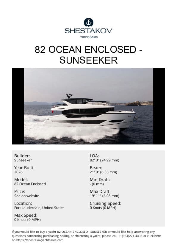 82 OCEAN ENCLOSED - 82 Ocean Enclosed - 2026