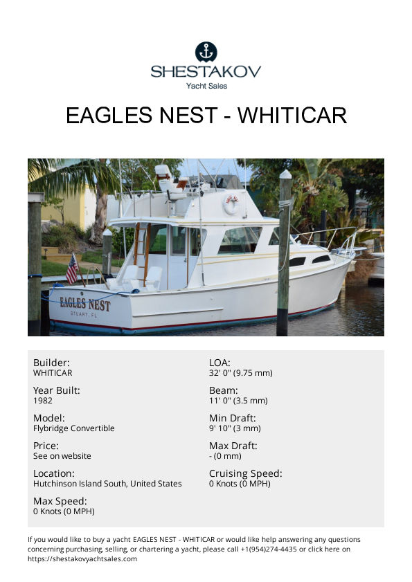 EAGLES NEST - Flybridge Convertible - 1983