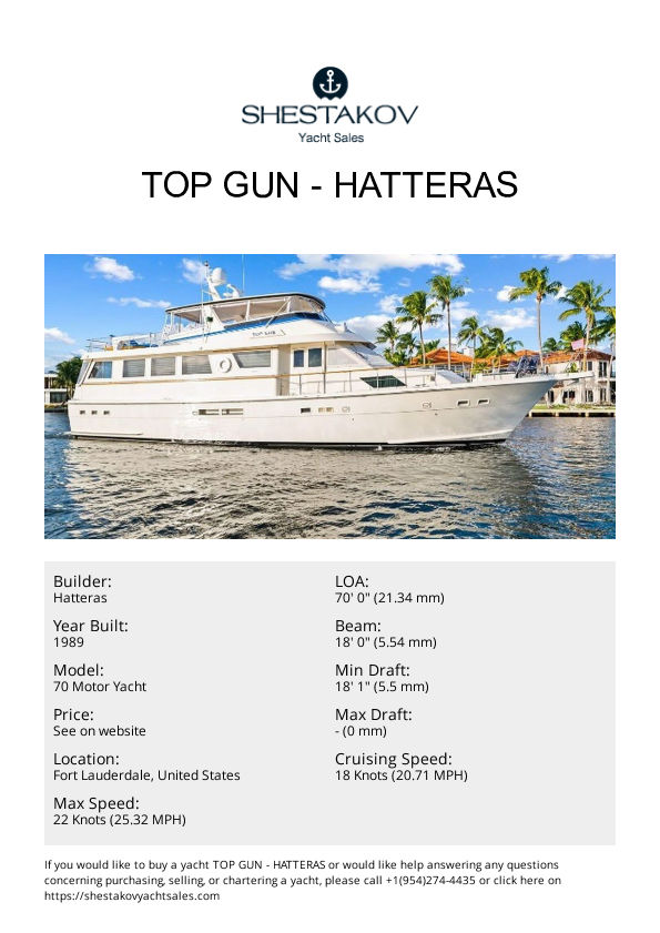 TOP GUN - 70 Motor Yacht - 1989