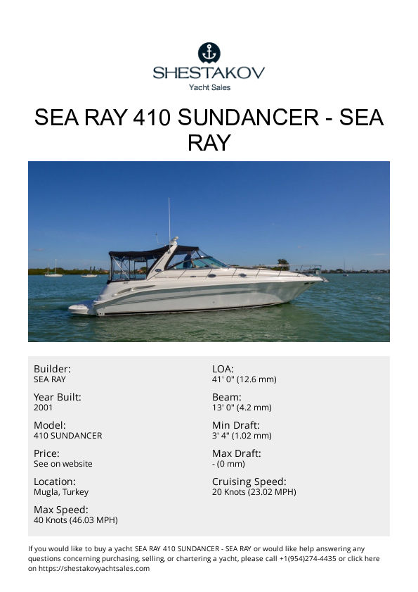 SEA RAY 410 SUNDANCER - 410 SUNDANCER - 2001