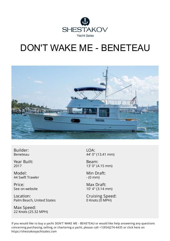 DON'T WAKE ME - 44 Swift Trawler - 2018