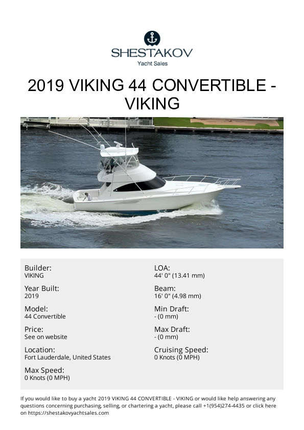2019 Viking 44 Convertible - 44 Convertible - 2019