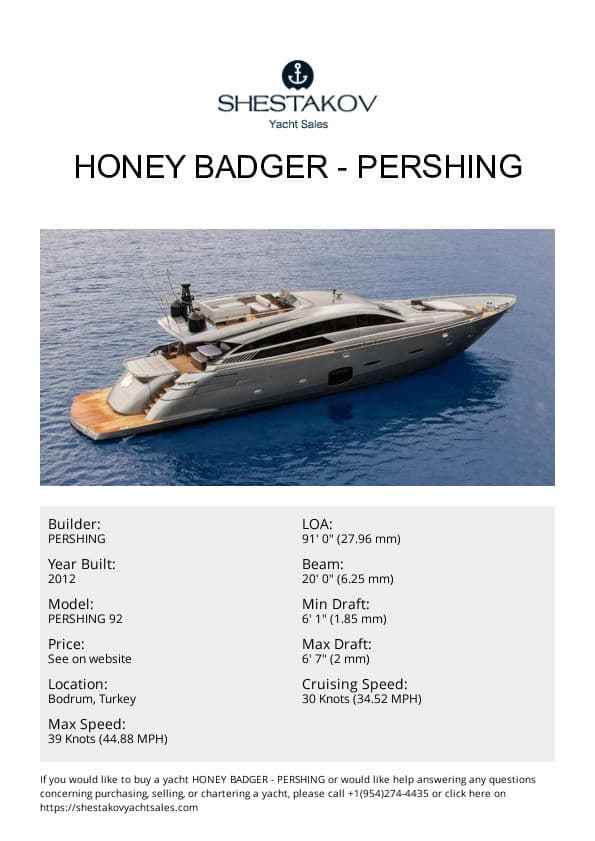 HONEY BADGER - PERSHING 92 - 2012