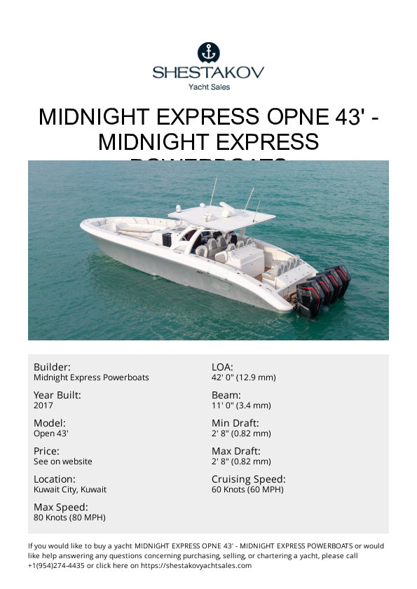 MIDNIGHT EXPRESS OPNE 43' - Open 43' - 2017