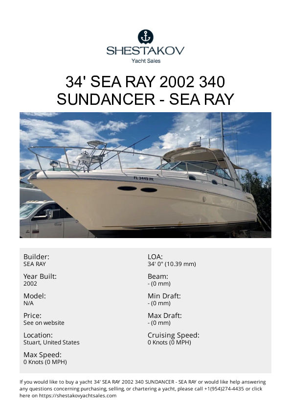 34' Sea Ray 2002 340 Sundancer - undefined - 2002
