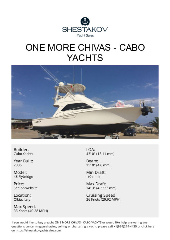 ONE MORE CHIVAS - 43 Flybridge - 2006