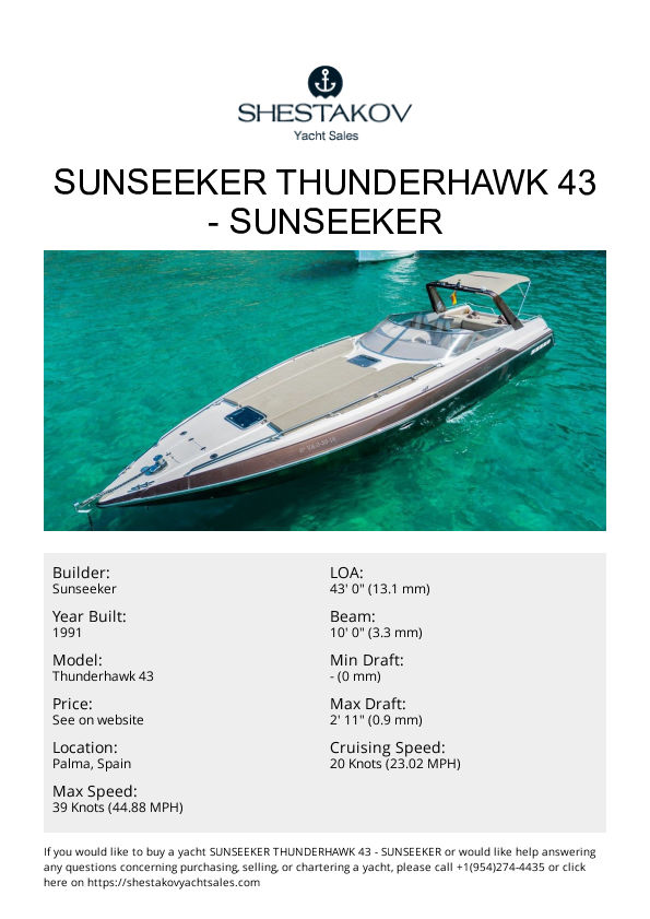 SUNSEEKER THUNDERHAWK 43 - Thunderhawk 43 - 1991