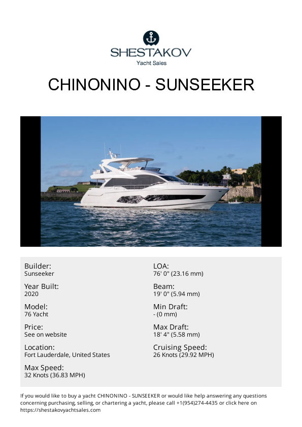 Chinonino - 76 Yacht - 2020