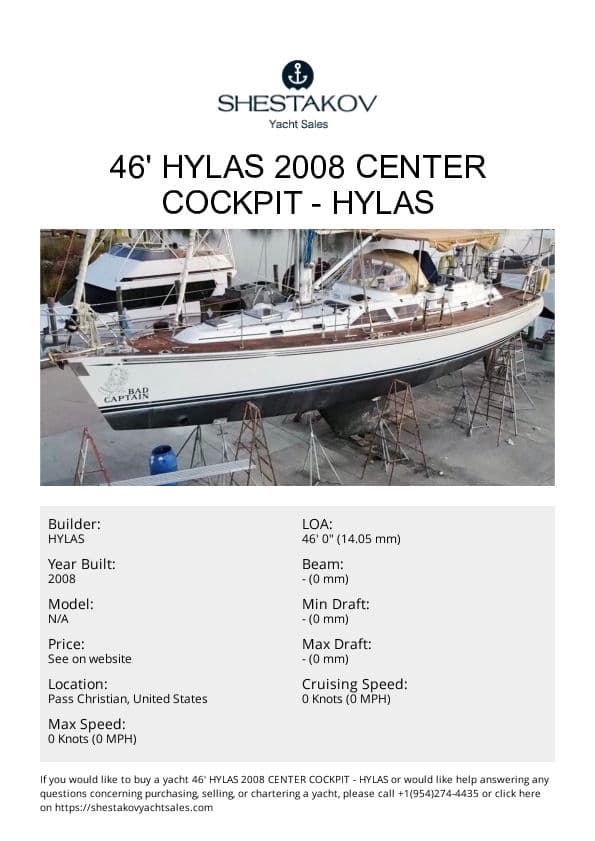 46' Hylas 2008 Center Cockpit - undefined - 2008