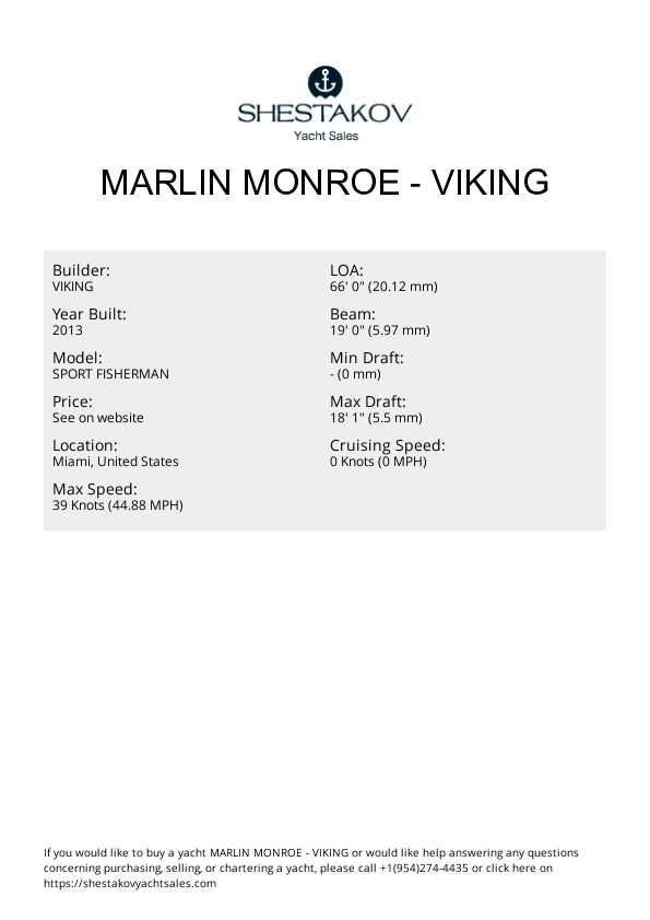 MARLIN MONROE - SPORT FISHERMAN - 2013