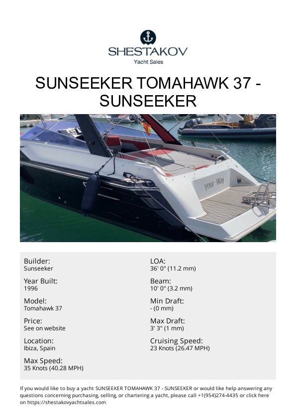 SUNSEEKER TOMAHAWK 37 - Tomahawk 37 - 1996