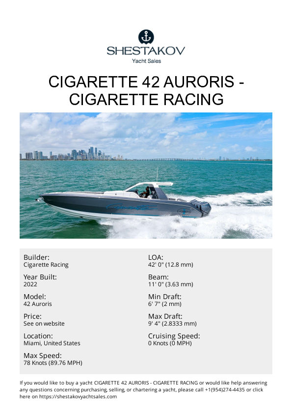 Cigarette 42 Auroris - 42 Auroris - 2022