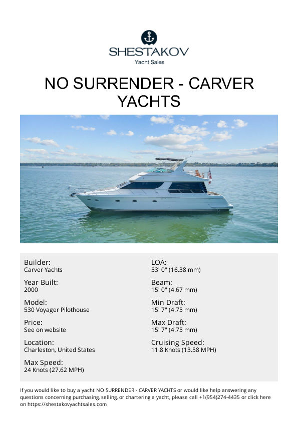 No Surrender - 530 Voyager Pilothouse - 2000