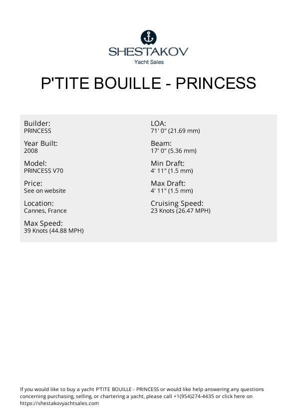 P'TITE BOUILLE - PRINCESS V70 - 2008