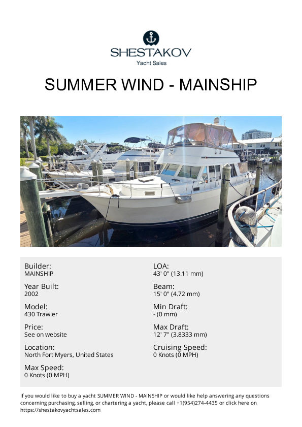 Summer Wind - 430 Trawler - 2002