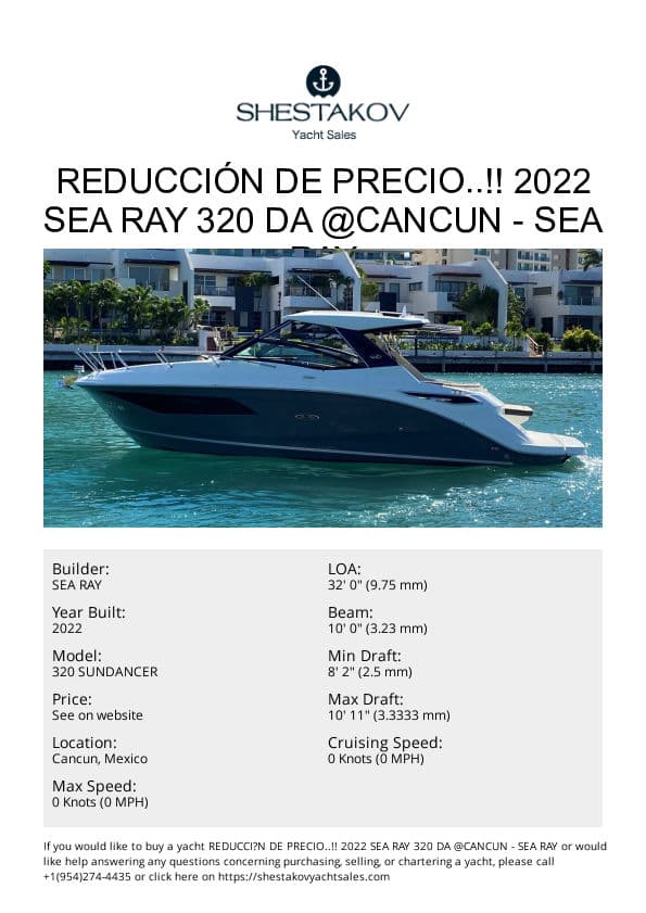 reducción de precio..!! 2022 SEA RAY 320 DA @CANCUN - 320 SUNDANCER - 2022