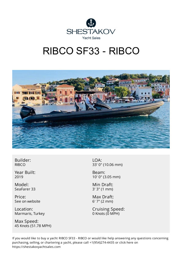 RIBCO SF33 - SeaFarer 33 - 2019