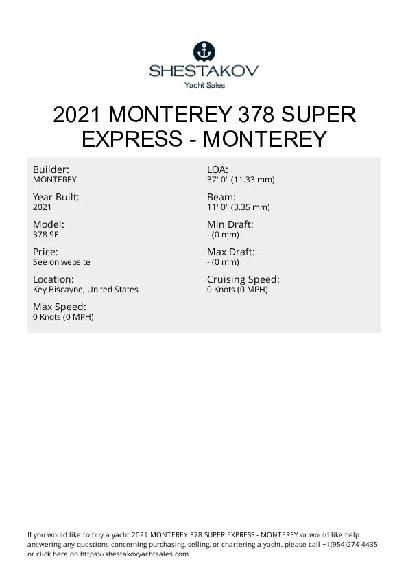 2021 Monterey 378 Super Express - 378 SE - 2021