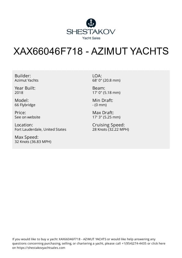 XAX66046F718 - 66 Flybridge - 2018