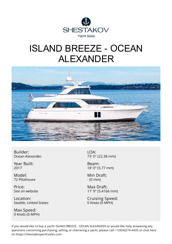 Island Breeze - 72 Pilothouse - 2017
