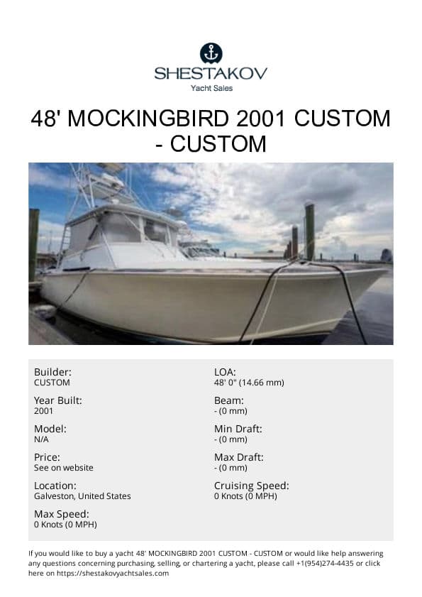 48' Mockingbird 2001 Custom - undefined - 2001