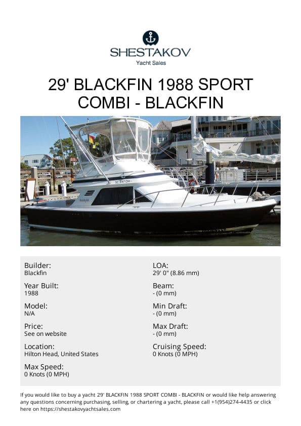 29' Blackfin 1988 Sport Combi - undefined - 1988