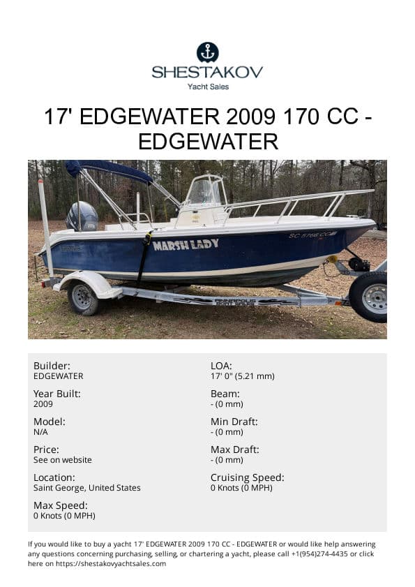 17' Edgewater 2009 170 CC - undefined - 2009