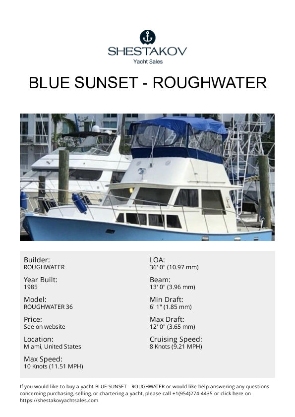 Blue Sunset - ROUGHWATER 36 - 1985