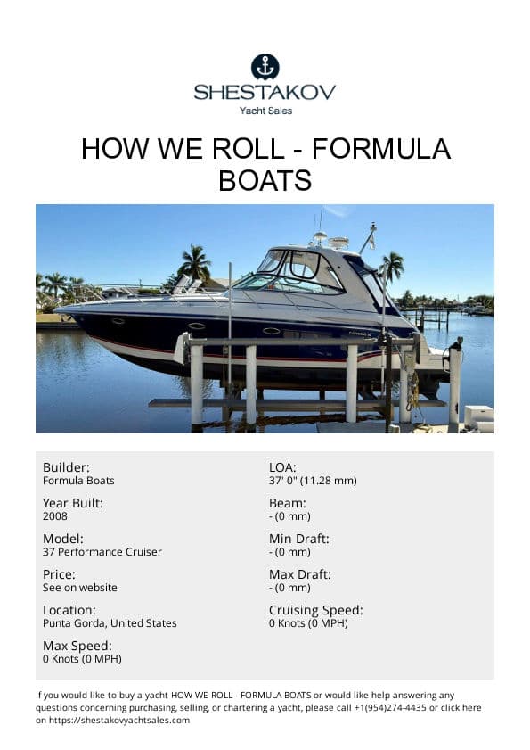 HOW WE ROLL - 37 Performance Cruiser - 2008