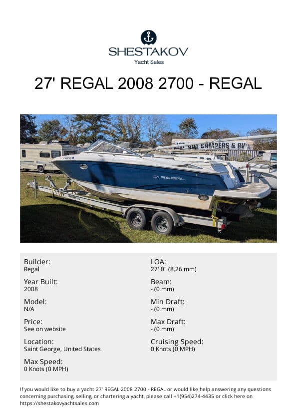 27' Regal 2008 2700 - undefined - 2008