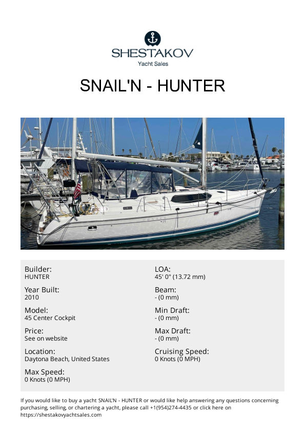 SNAIL'N - 45 Center Cockpit - 2010