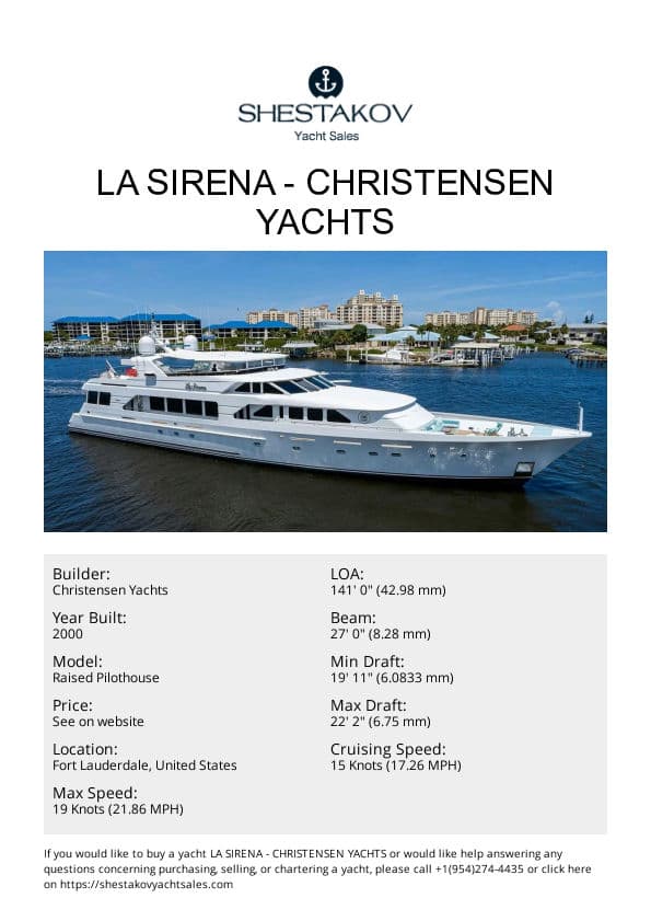 LA SIRENA - Raised Pilothouse - 2000
