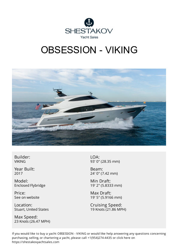 OBSESSION - Enclosed Flybridge - 2018