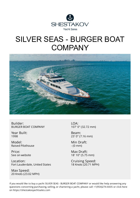 SILVER SEAS - Raised Pilothouse - 1998