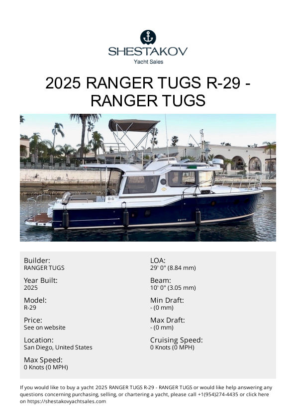 2025 Ranger Tugs R-29 - R-29 - 2025