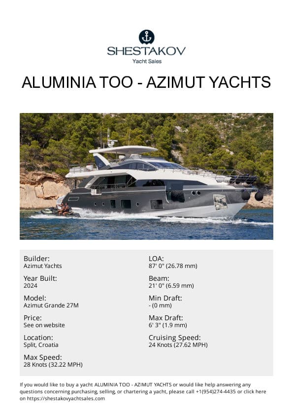 ALUMINIA TOO - Azimut Grande 27M - 2024
