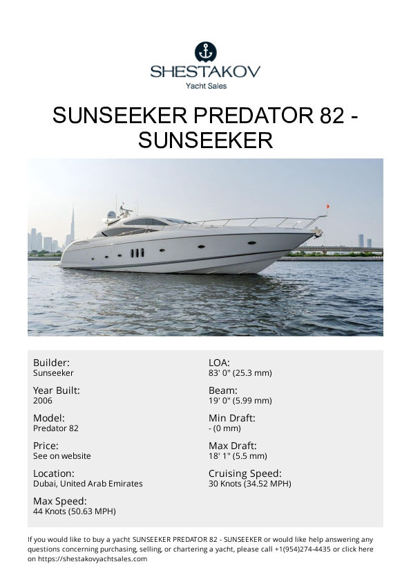 Sunseeker Predator 82 - Predator 82 - 2006
