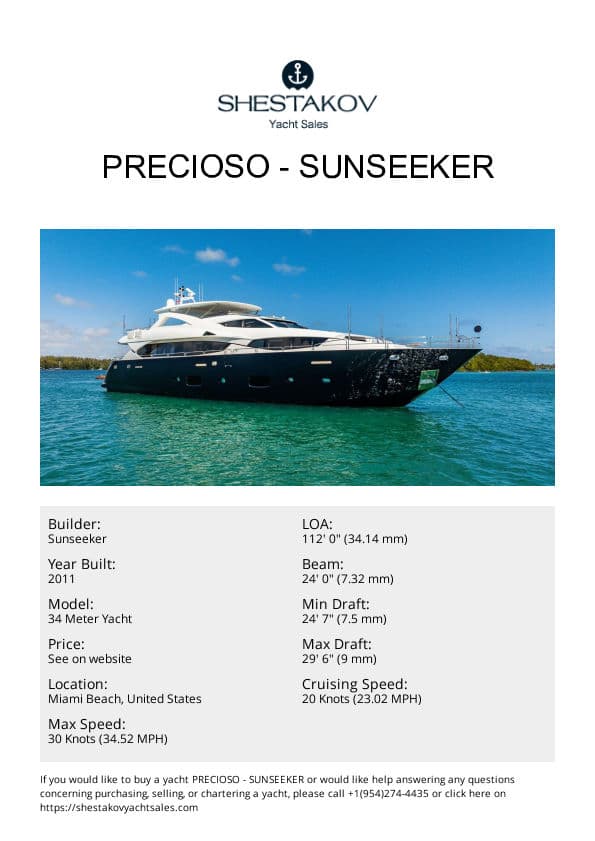 PRECIOSO - 34 Meter Yacht - 2011