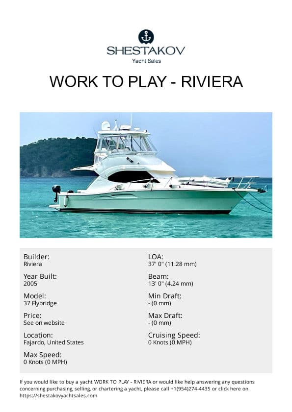 Work to Play - 37 Flybridge - 2005