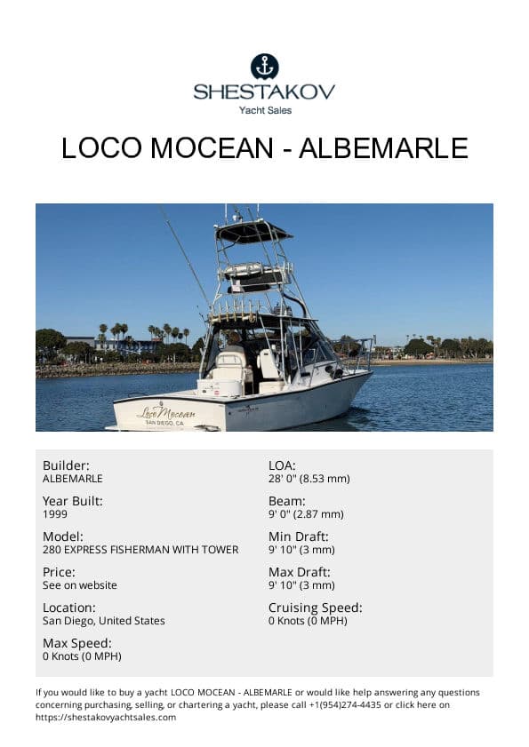 Loco Mocean - 280 EXPRESS FISHERMAN WITH TOWER - 1999