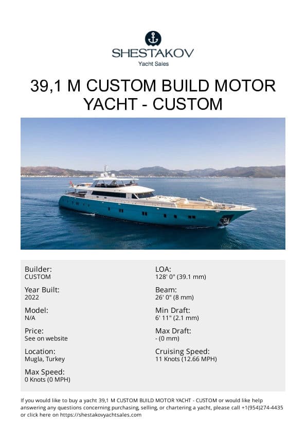 39,1 M CUSTOM BUILD MOTOR YACHT - undefined - 2022