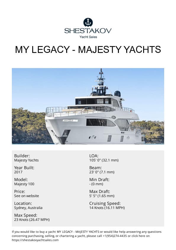 MY LEGACY - Majesty 100 - 2017