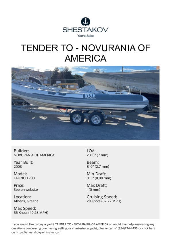 TENDER TO - LAUNCH 700 - 2008