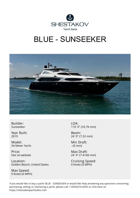 BLUE - 34 Meter Yacht - 2010