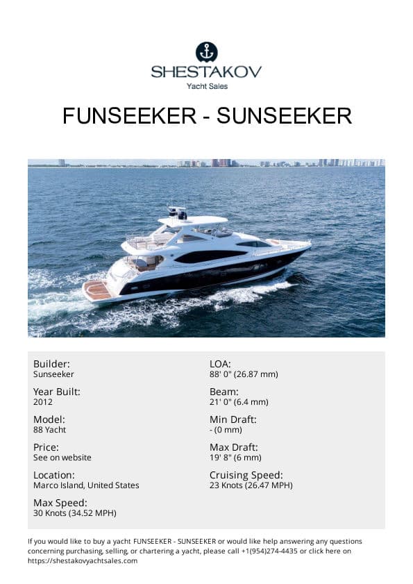 FUNSEEKER - 88 Yacht - 2012