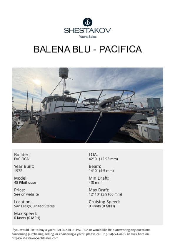 Balena Blu - 48 Pilothouse - 1972