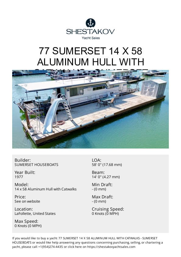 77 Sumerset 14 x 58 Aluminum Hull with Catwalks - 14 x 58 Aluminum Hull with Catwalks - 1977